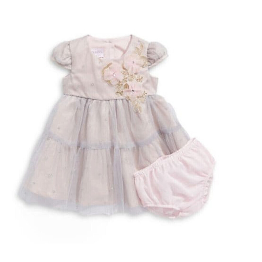 Iris & Ivy Baby Girl's Social Flutter-Sleeve Mesh Party Dress Pink Size 12M